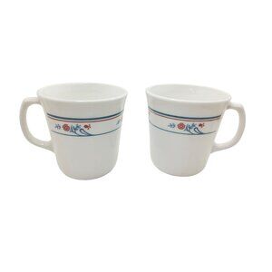 vintage corelle corning princeton set of 2 glass tea/coffee mugs.